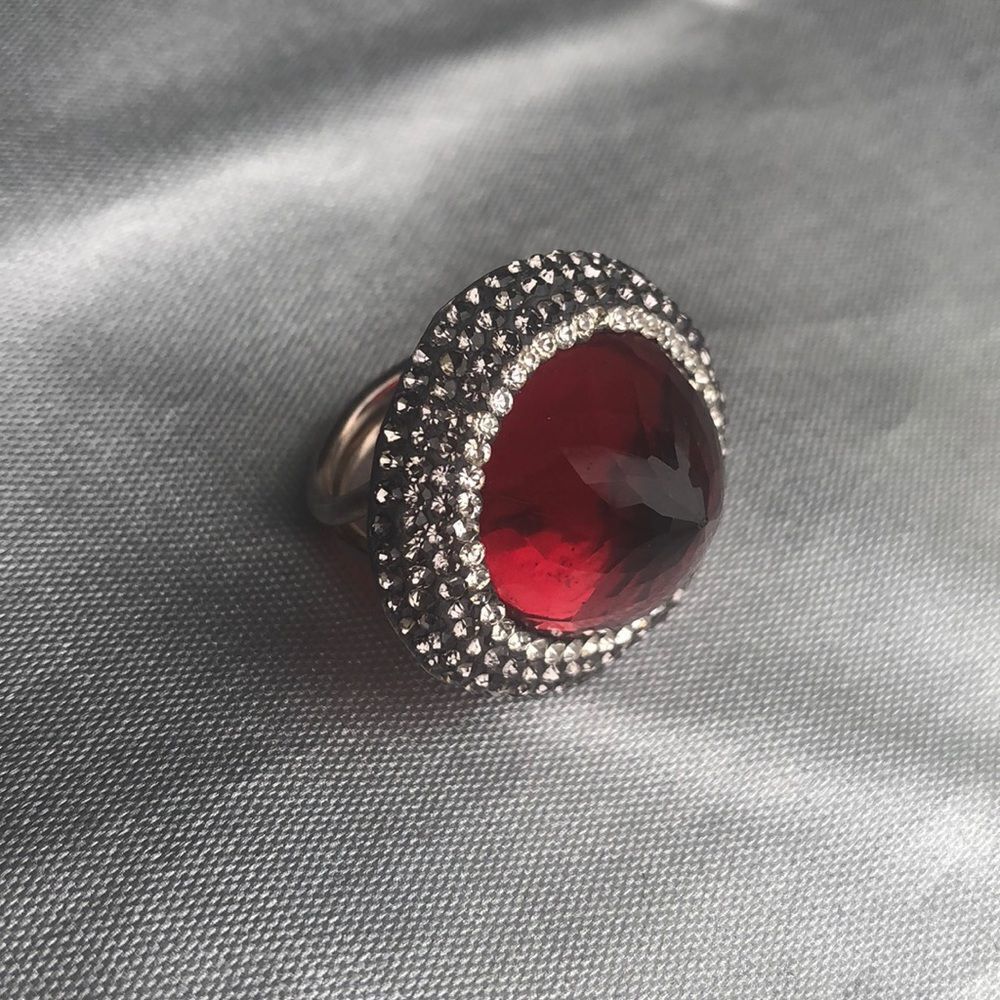 Sterling silver Red swarovski stone ring
